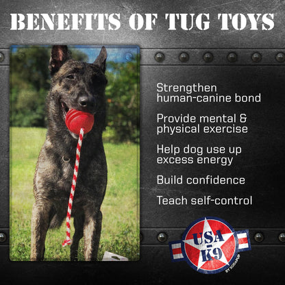 USA-K9 Stars and Stripes Rubber Dog Toy | K9 Handler Reward Toy | Red | USA Made